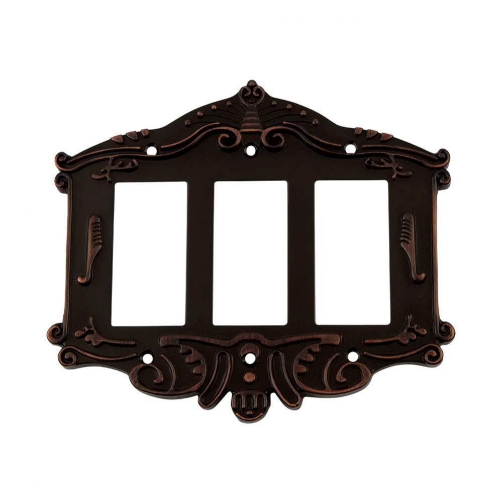 Nostalgic Warehouse Victorian Switch Plate with Triple Rocker in Timeless Bronze