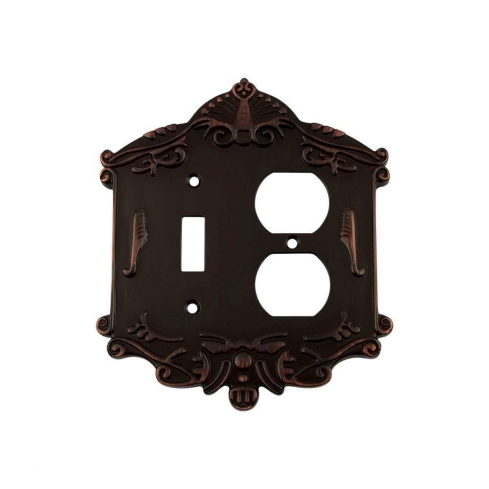Nostalgic Warehouse Victorian Switch Plate with Toggle and Outlet in Timeless Bronze