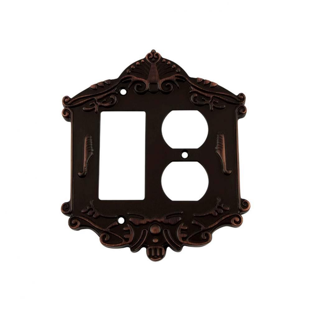 Nostalgic Warehouse Victorian Switch Plate with Rocker and Outlet in Timeless Bronze
