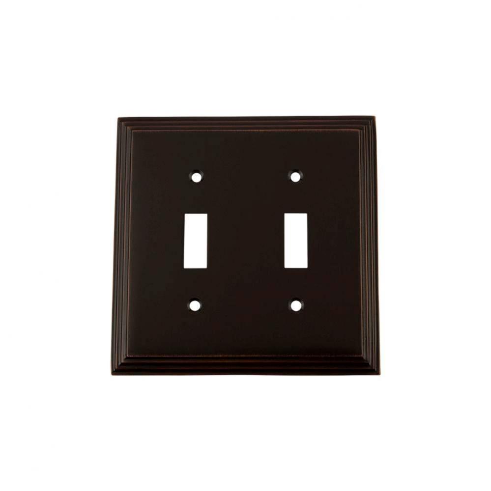 Nostalgic Warehouse Deco Switch Plate with Double Toggle in Timeless Bronze