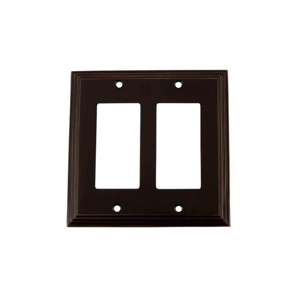 Nostalgic Warehouse Deco Switch Plate with Double Rocker in Timeless Bronze