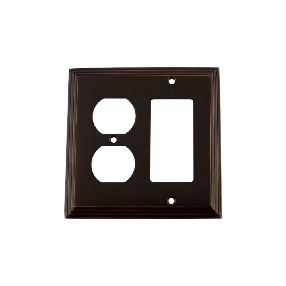Nostalgic Warehouse Deco Switch Plate with Rocker and Outlet in Timeless Bronze