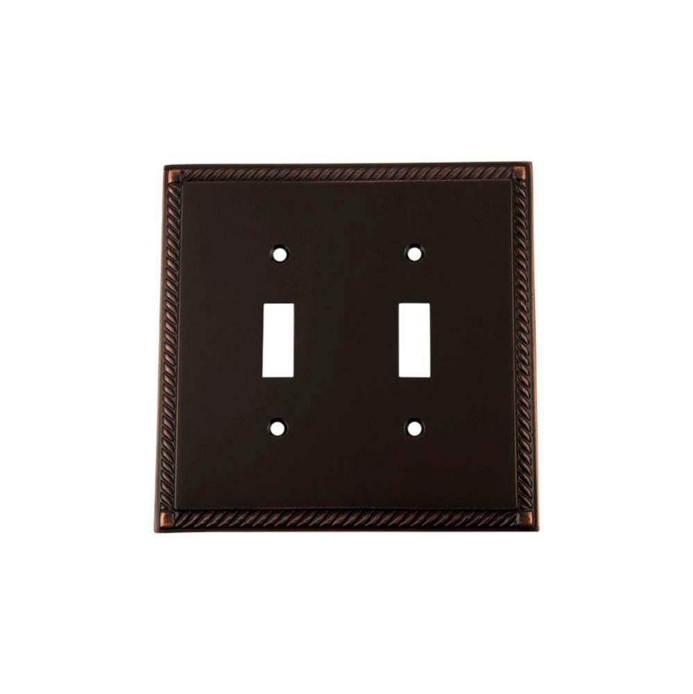 Nostalgic Warehouse Rope Switch Plate with Double Toggle in Timeless Bronze