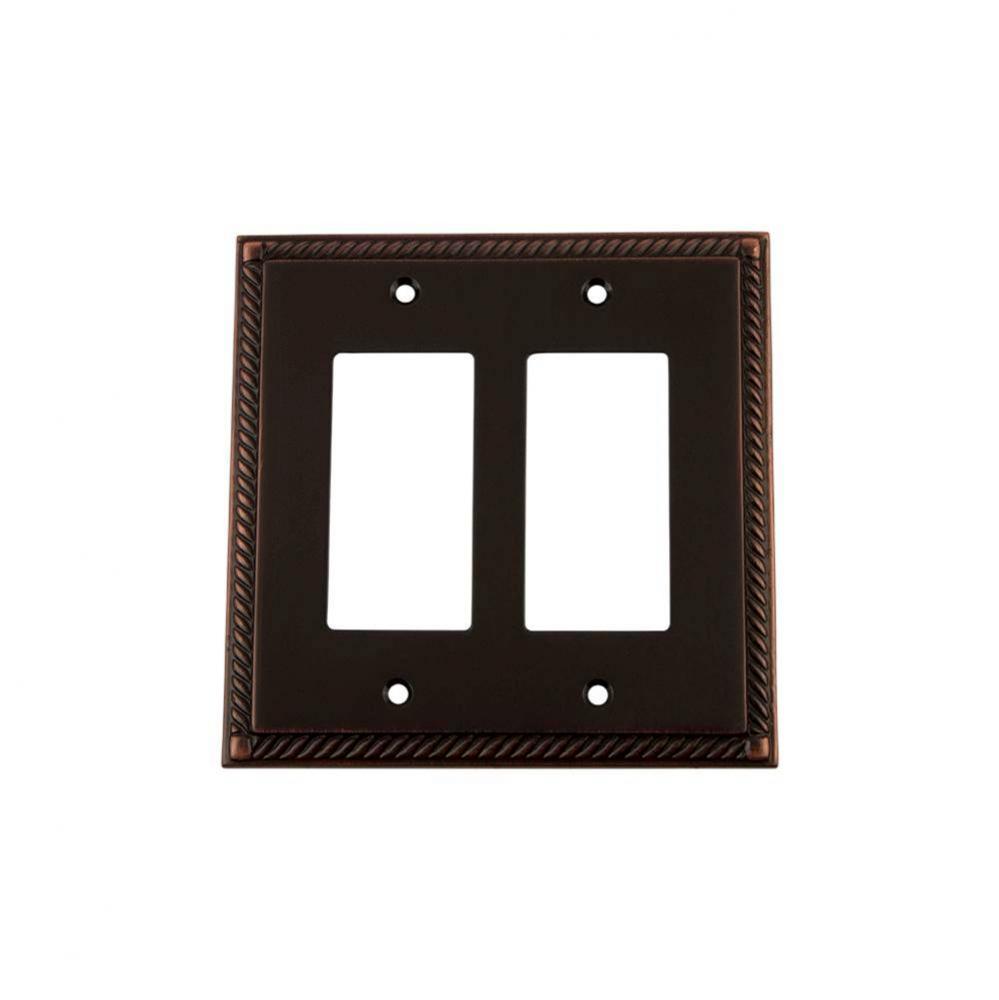 Nostalgic Warehouse Rope Switch Plate with Double Rocker in Timeless Bronze