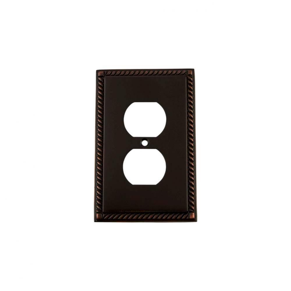 Nostalgic Warehouse Rope Switch Plate with Outlet in Timeless Bronze