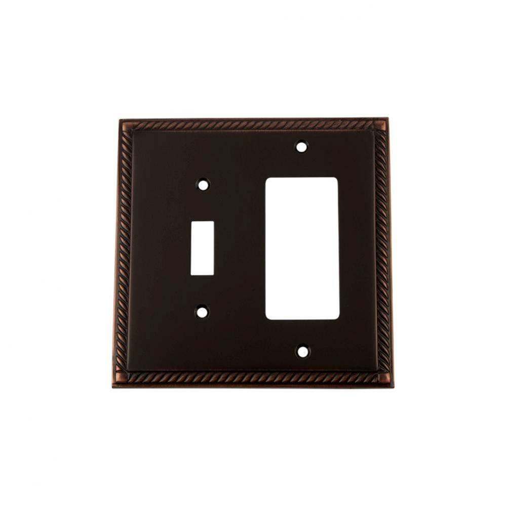 Nostalgic Warehouse Rope Switch Plate with Toggle and Rocker in Timeless Bronze