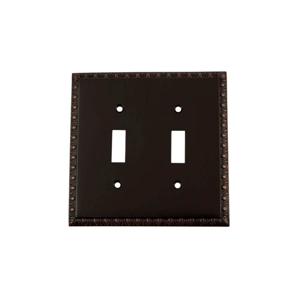 Nostalgic Warehouse Egg & Dart Switch Plate with Double Toggle in Timeless Bronze