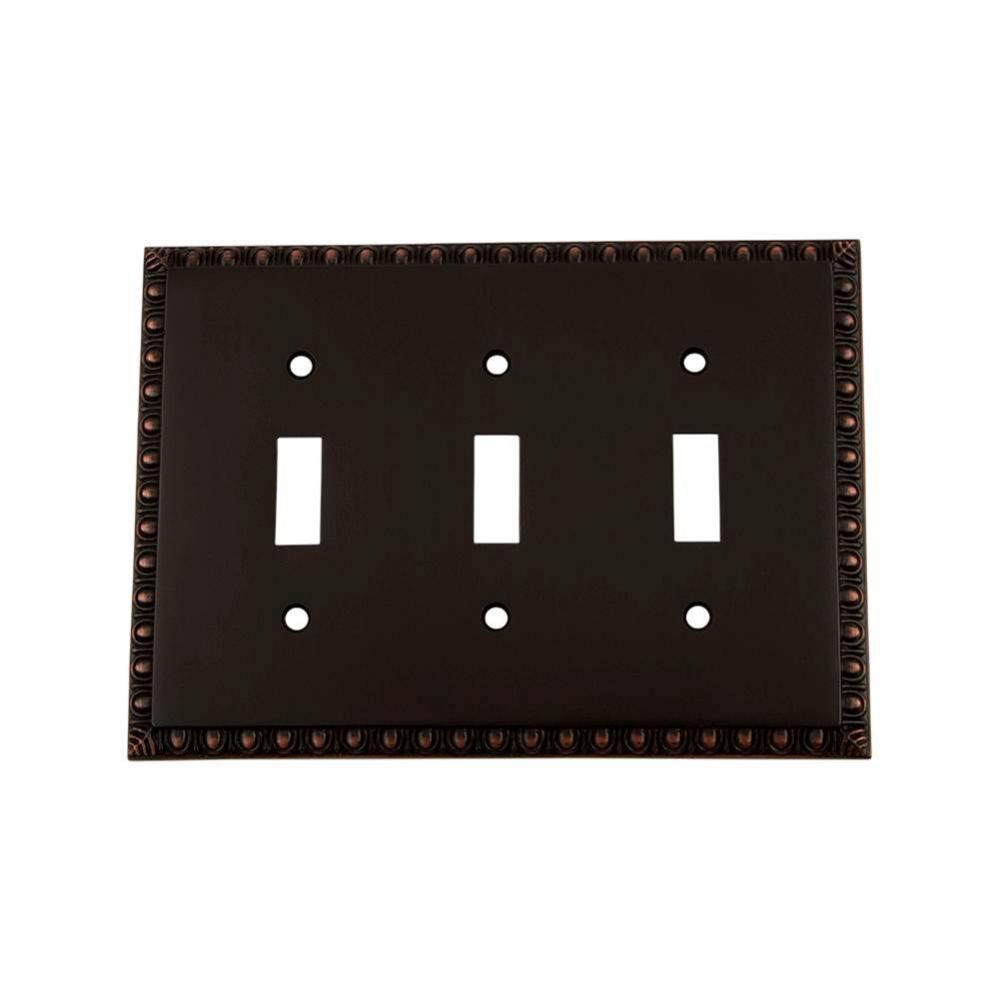 Nostalgic Warehouse Egg & Dart Switch Plate with Triple Toggle in Timeless Bronze
