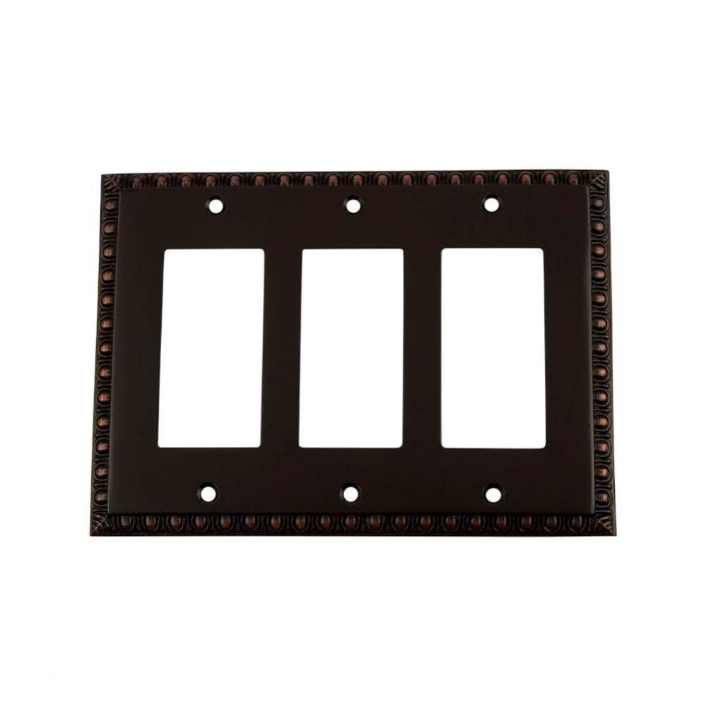 Nostalgic Warehouse Egg & Dart Switch Plate with Triple Rocker in Timeless Bronze