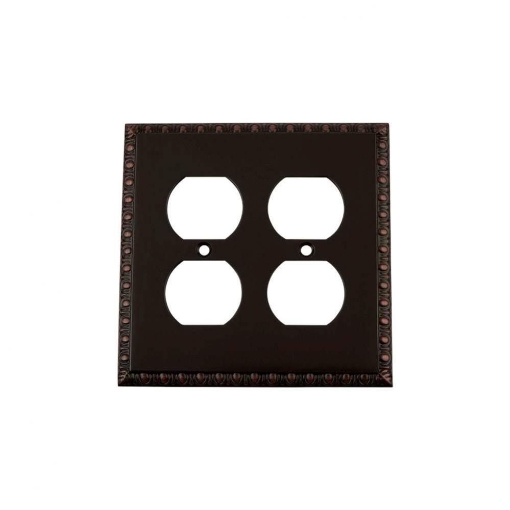 Nostalgic Warehouse Egg & Dart Switch Plate with Double Outlet in Timeless Bronze