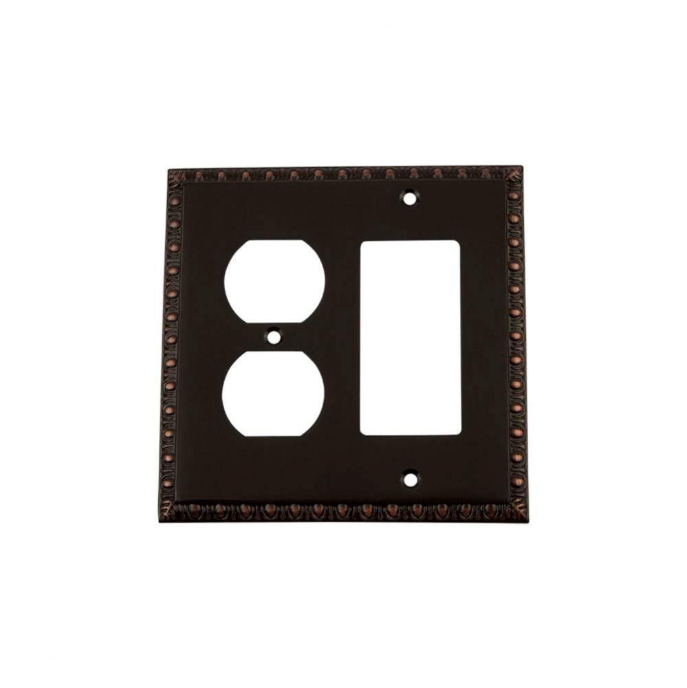 Nostalgic Warehouse Egg & Dart Switch Plate with Rocker and Outlet in Timeless Bronze