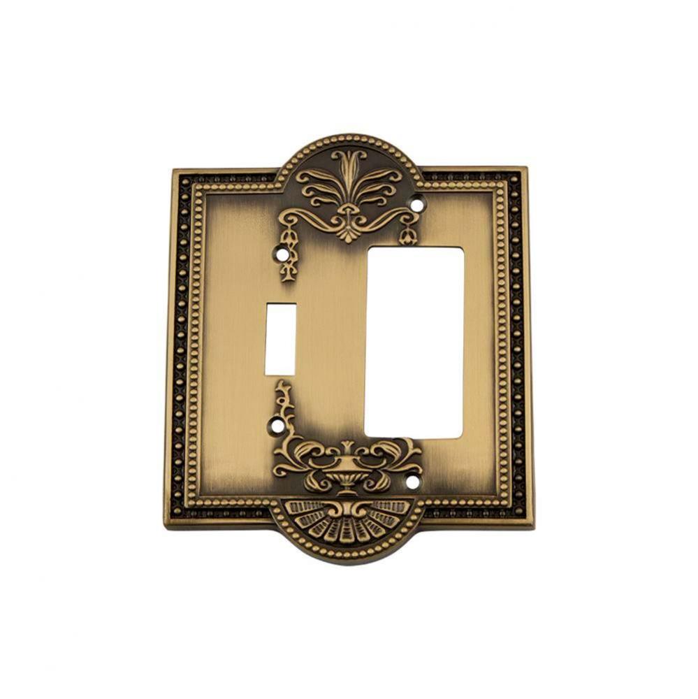 Nostalgic Warehouse Meadows Switch Plate with Toggle and Rocker in Antique Brass