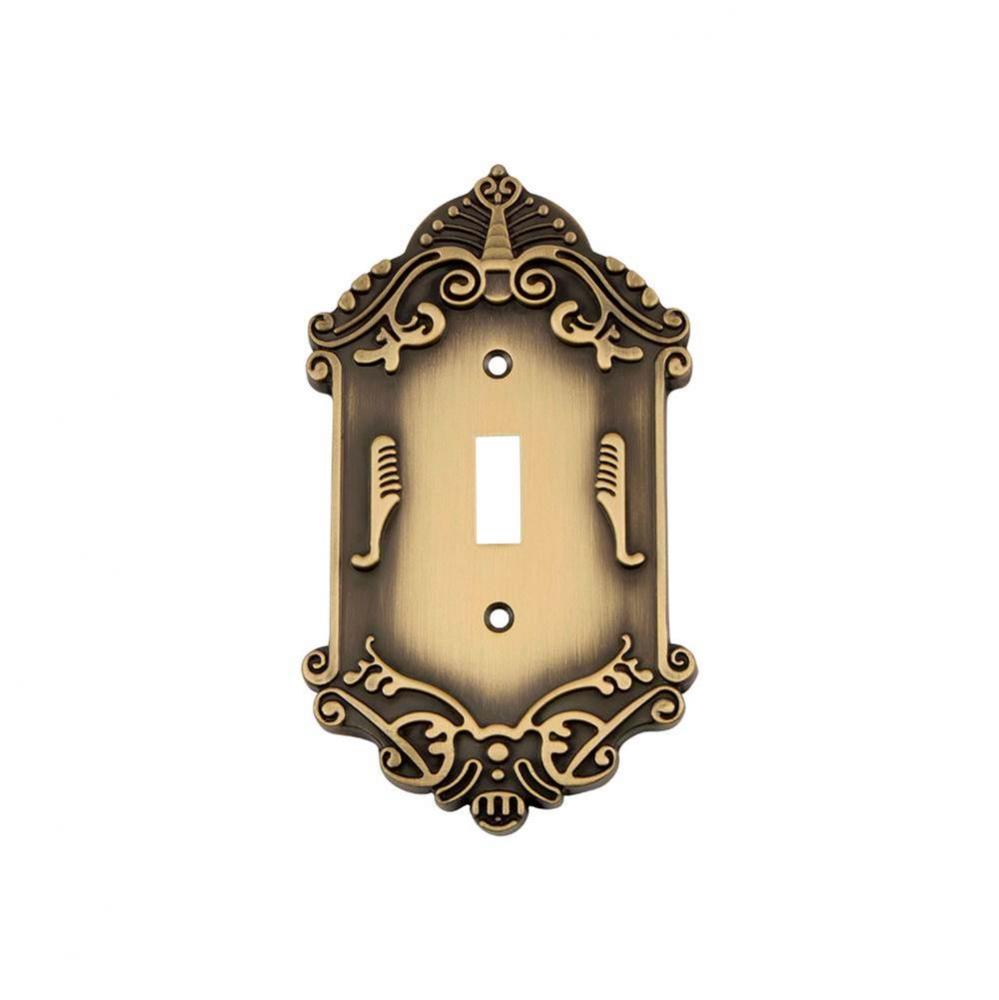 Nostalgic Warehouse Victorian Switch Plate with Single Toggle in Antique Brass