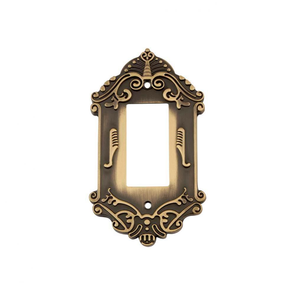 Nostalgic Warehouse Victorian Switch Plate with Single Rocker in Antique Brass