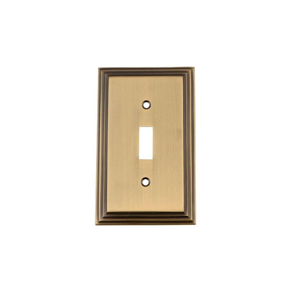 Nostalgic Warehouse Deco Switch Plate with Single Toggle in Antique Brass