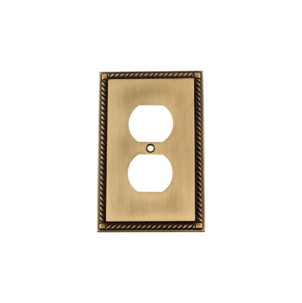 Nostalgic Warehouse Rope Switch Plate with Outlet in Antique Brass