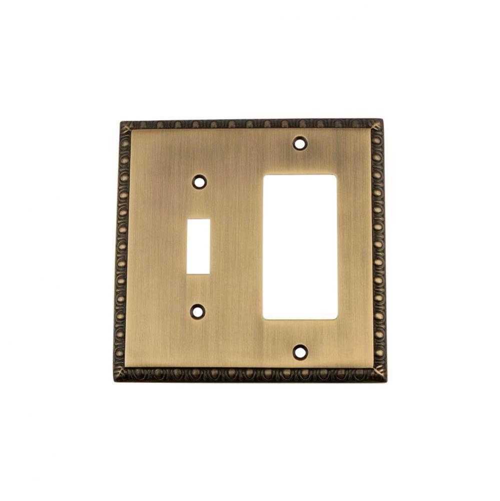 Nostalgic Warehouse Egg & Dart Switch Plate with Toggle and Rocker in Antique Brass