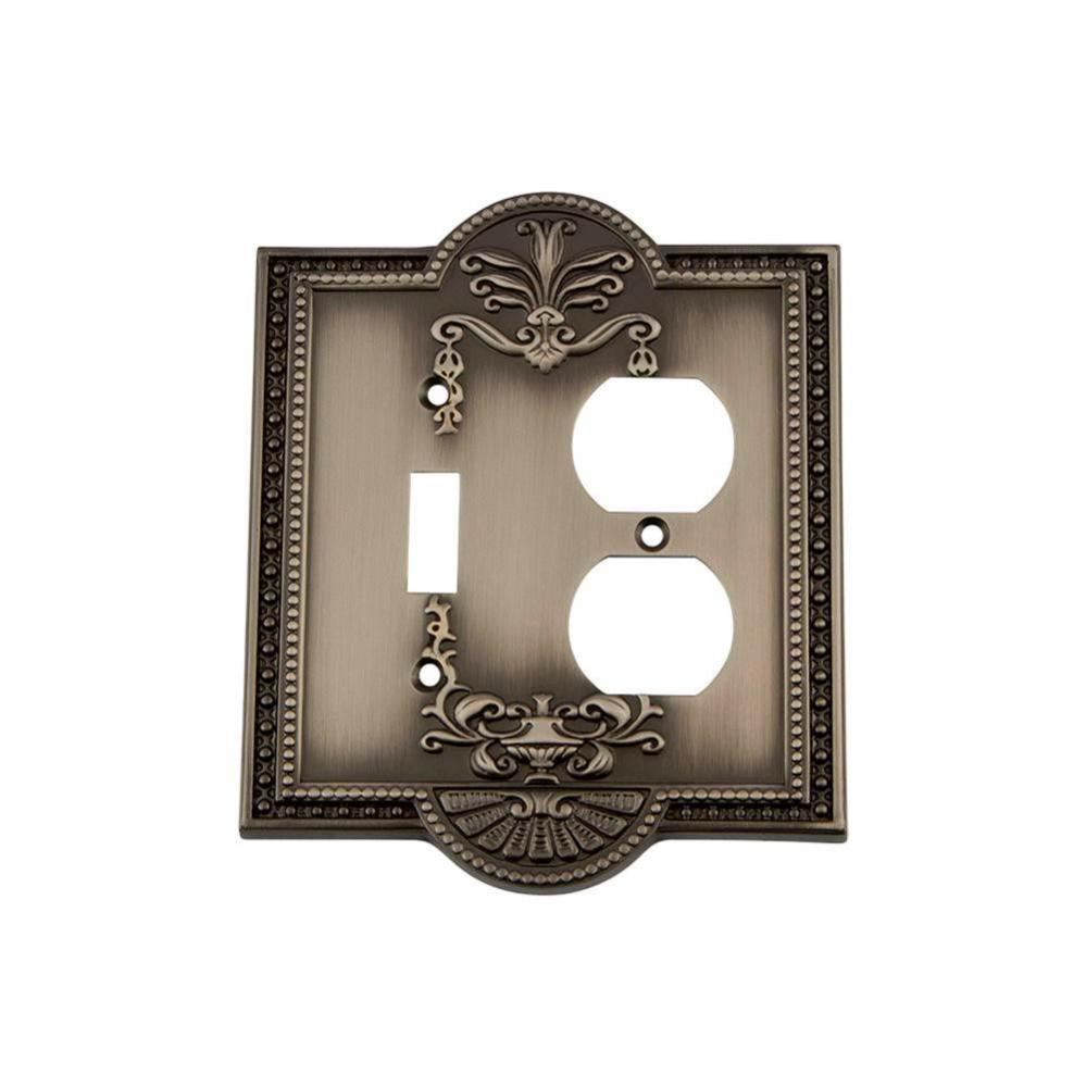 Nostalgic Warehouse Meadows Switch Plate with Toggle and Outlet in Antique Pewter