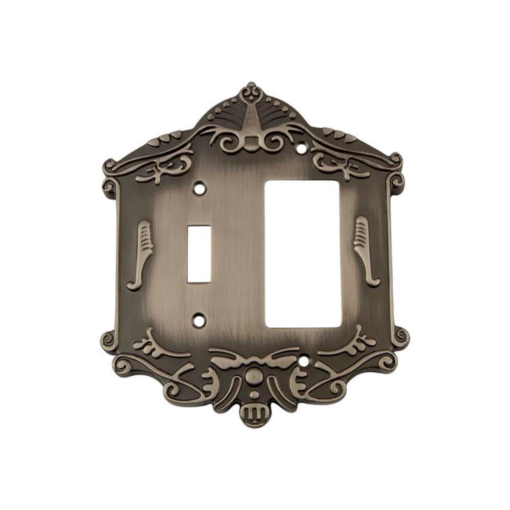 Nostalgic Warehouse Victorian Switch Plate with Toggle and Rocker in Antique Pewter