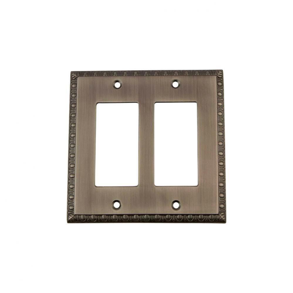 Nostalgic Warehouse Egg & Dart Switch Plate with Double Rocker in Antique Pewter