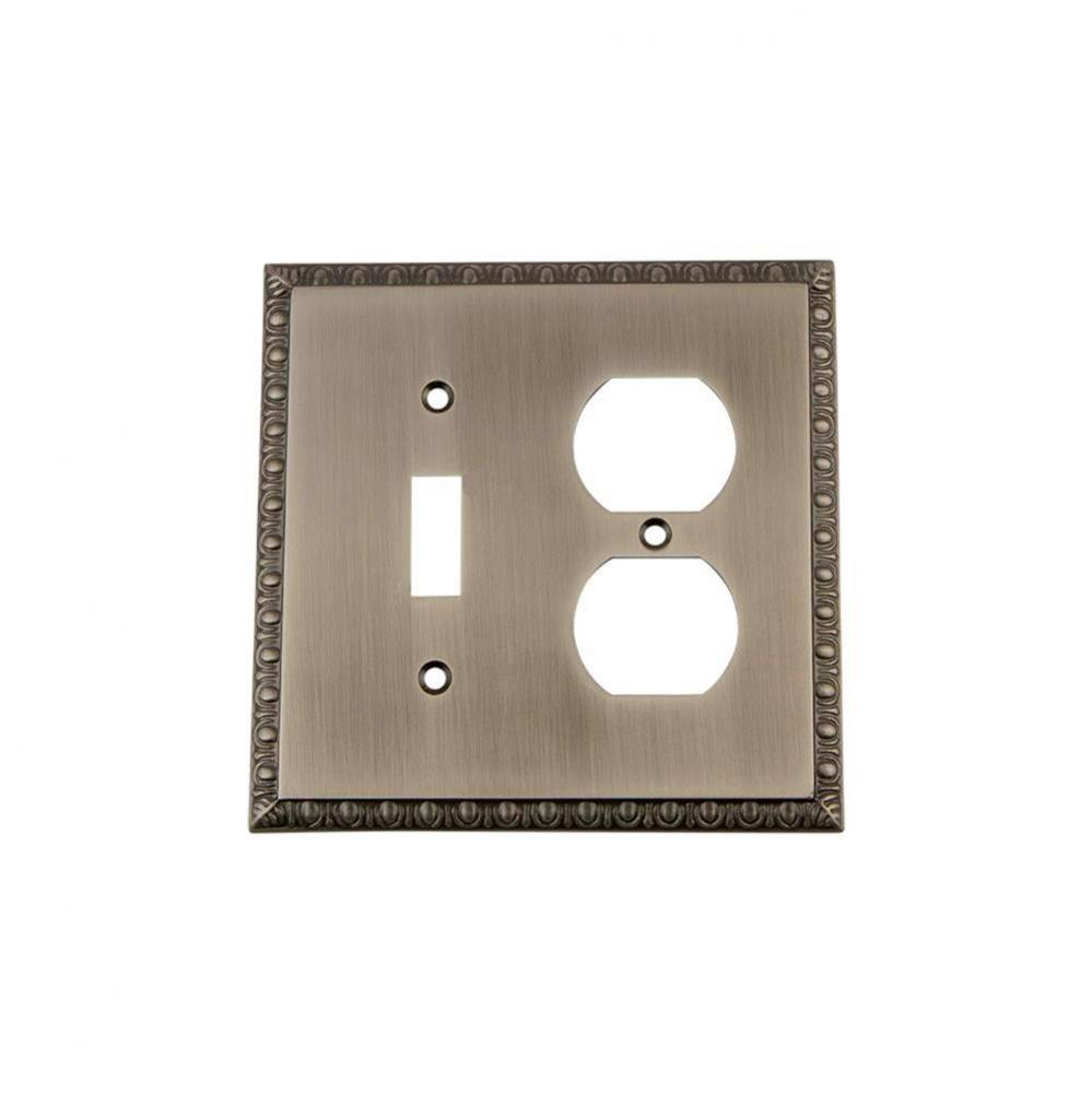 Nostalgic Warehouse Egg & Dart Switch Plate with Toggle and Outlet in Antique Pewter