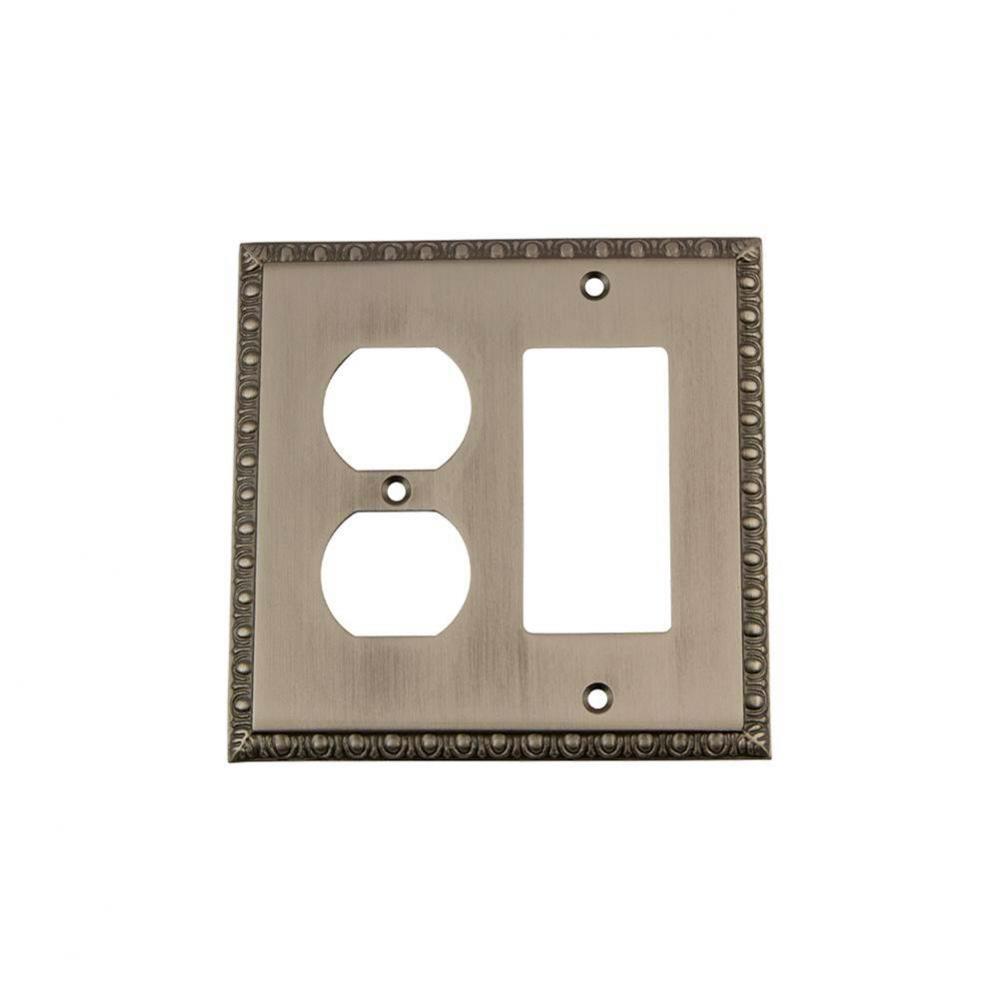 Nostalgic Warehouse Egg & Dart Switch Plate with Rocker and Outlet in Antique Pewter