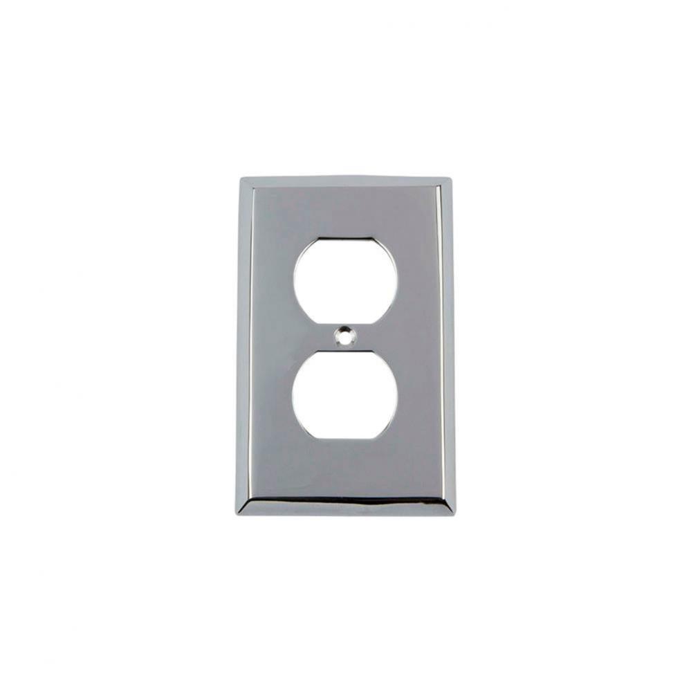 Nostalgic Warehouse New York Switch Plate with Outlet in Bright Chrome