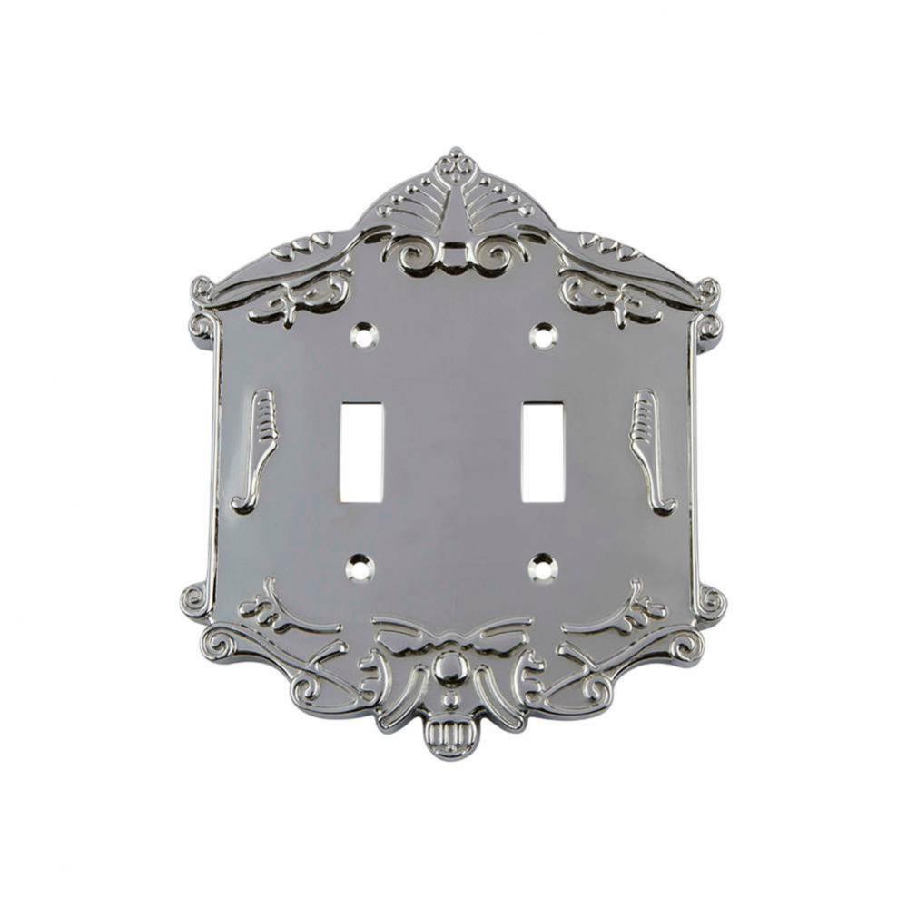 Nostalgic Warehouse Victorian Switch Plate with Double Toggle in Bright Chrome