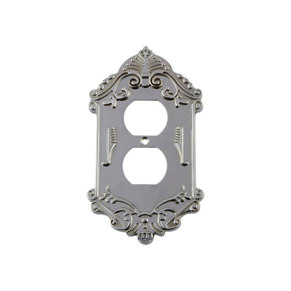 Nostalgic Warehouse Victorian Switch Plate with Outlet in Bright Chrome