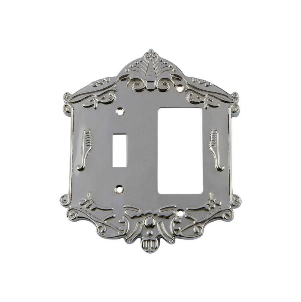 Nostalgic Warehouse Victorian Switch Plate with Toggle and Rocker in Bright Chrome