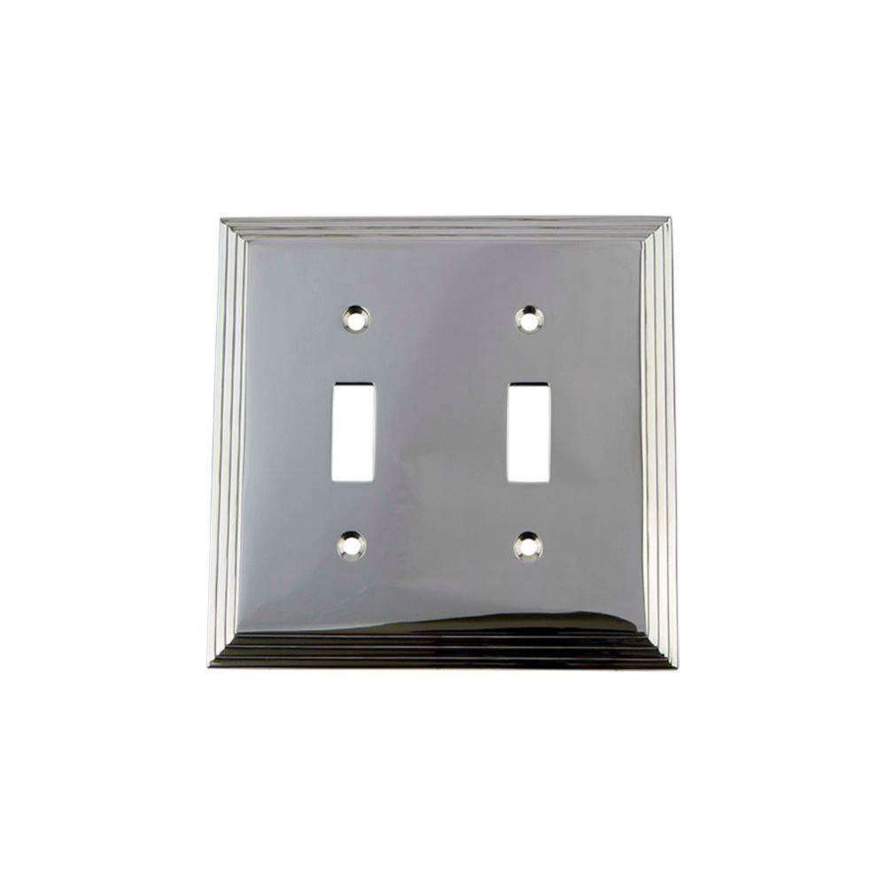 Nostalgic Warehouse Deco Switch Plate with Double Toggle in Bright Chrome