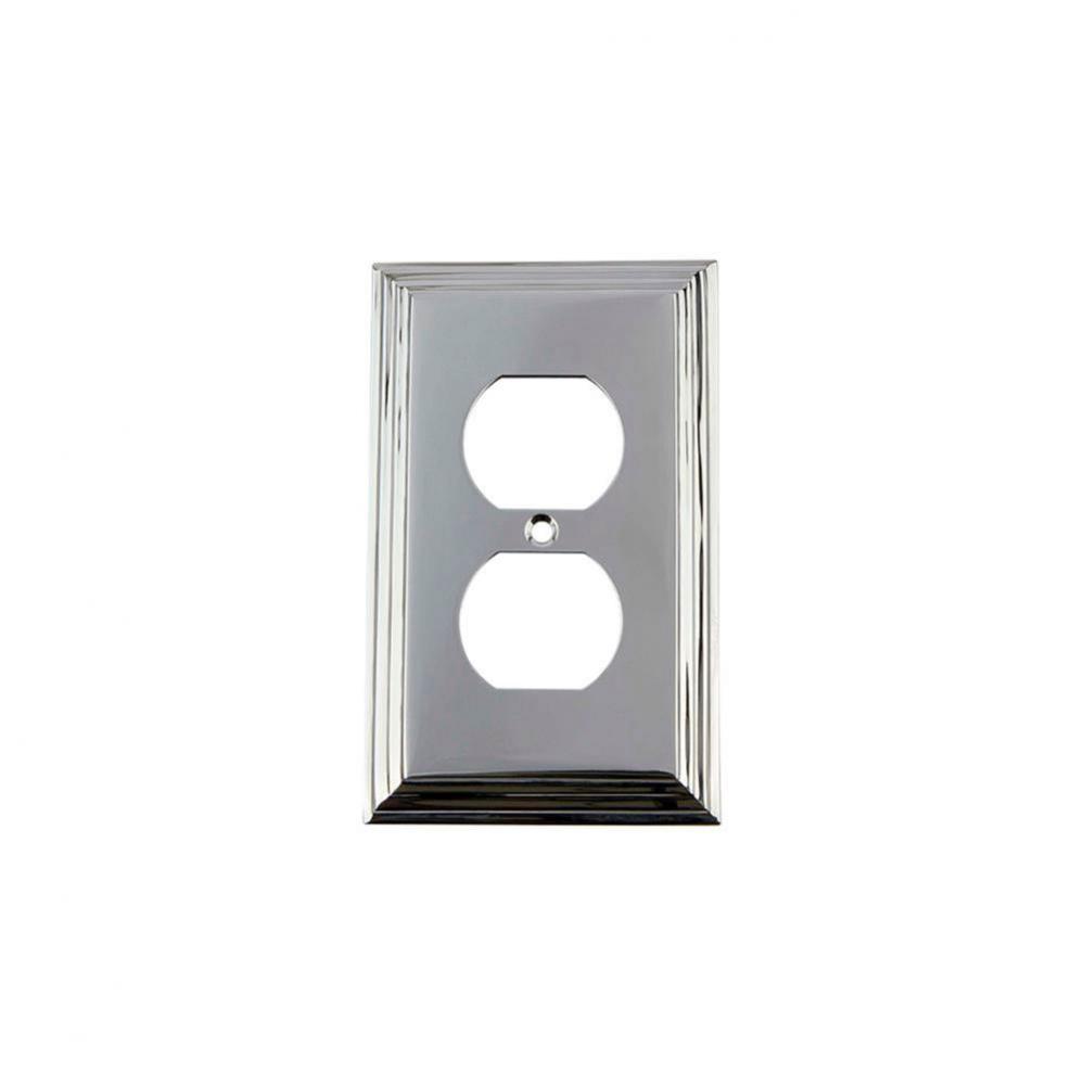 Nostalgic Warehouse Deco Switch Plate with Outlet in Bright Chrome