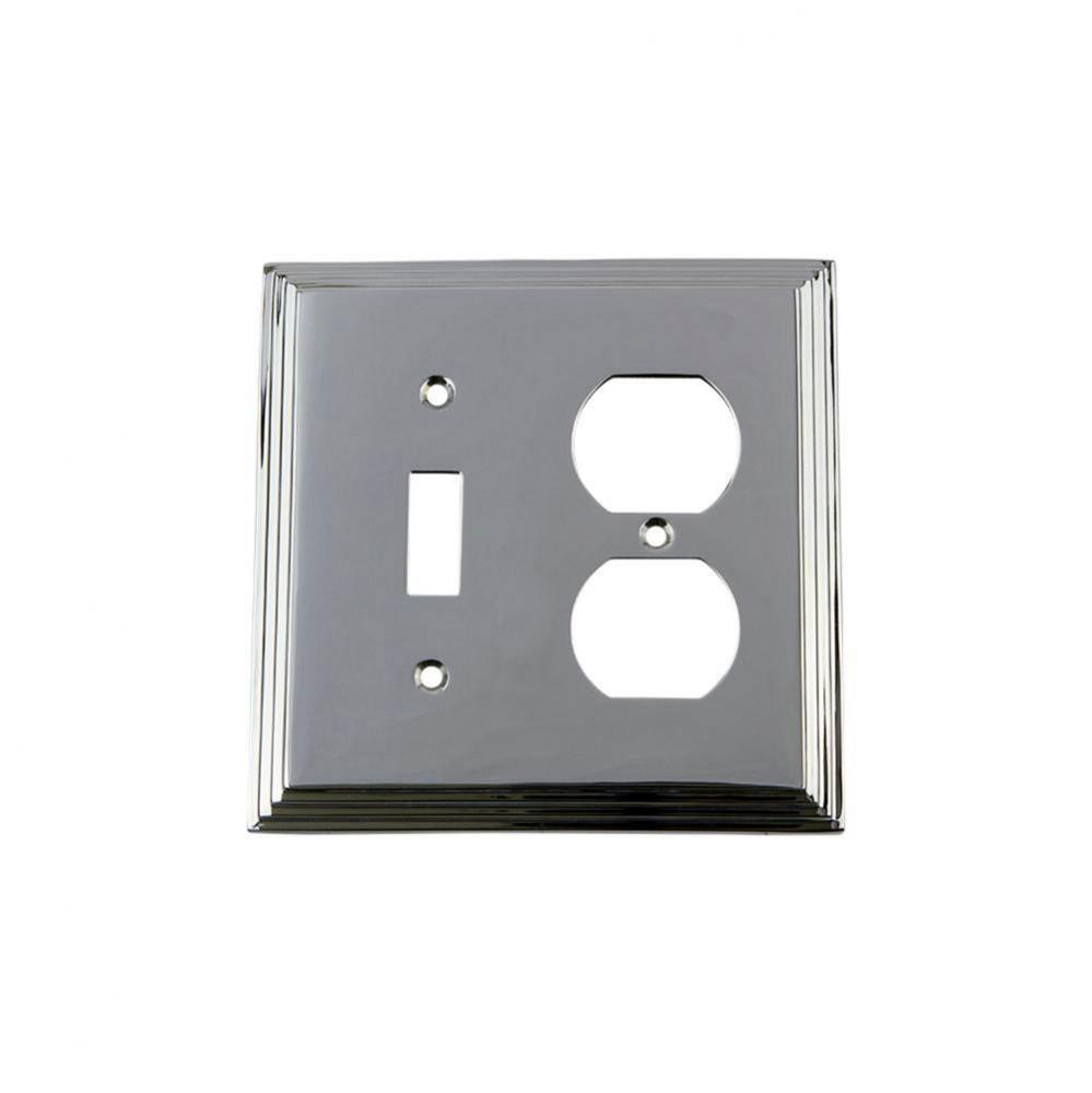 Nostalgic Warehouse Deco Switch Plate with Toggle and Outlet in Bright Chrome
