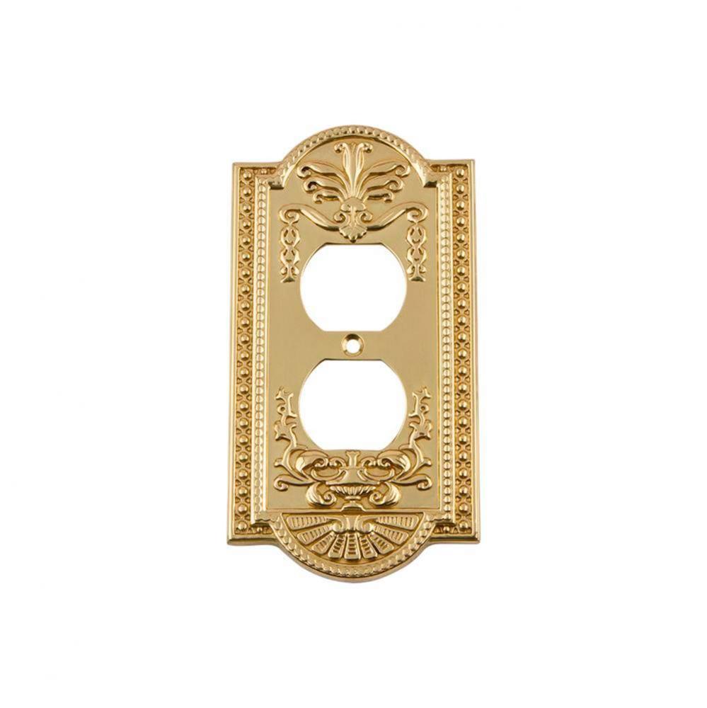 Nostalgic Warehouse Meadows Switch Plate with Outlet in Polished Brass