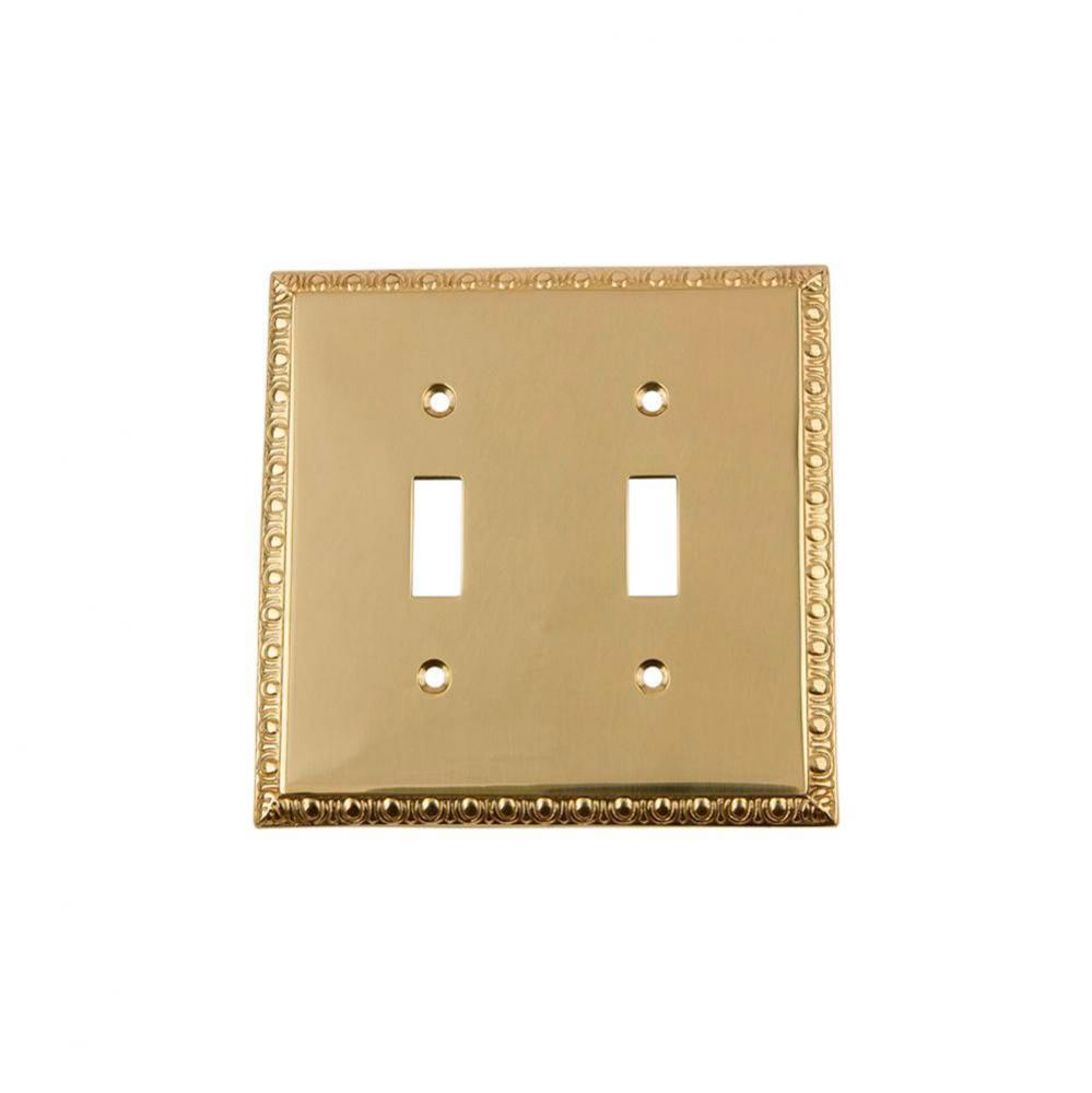 Nostalgic Warehouse Egg & Dart Switch Plate with Double Toggle in Polished Brass