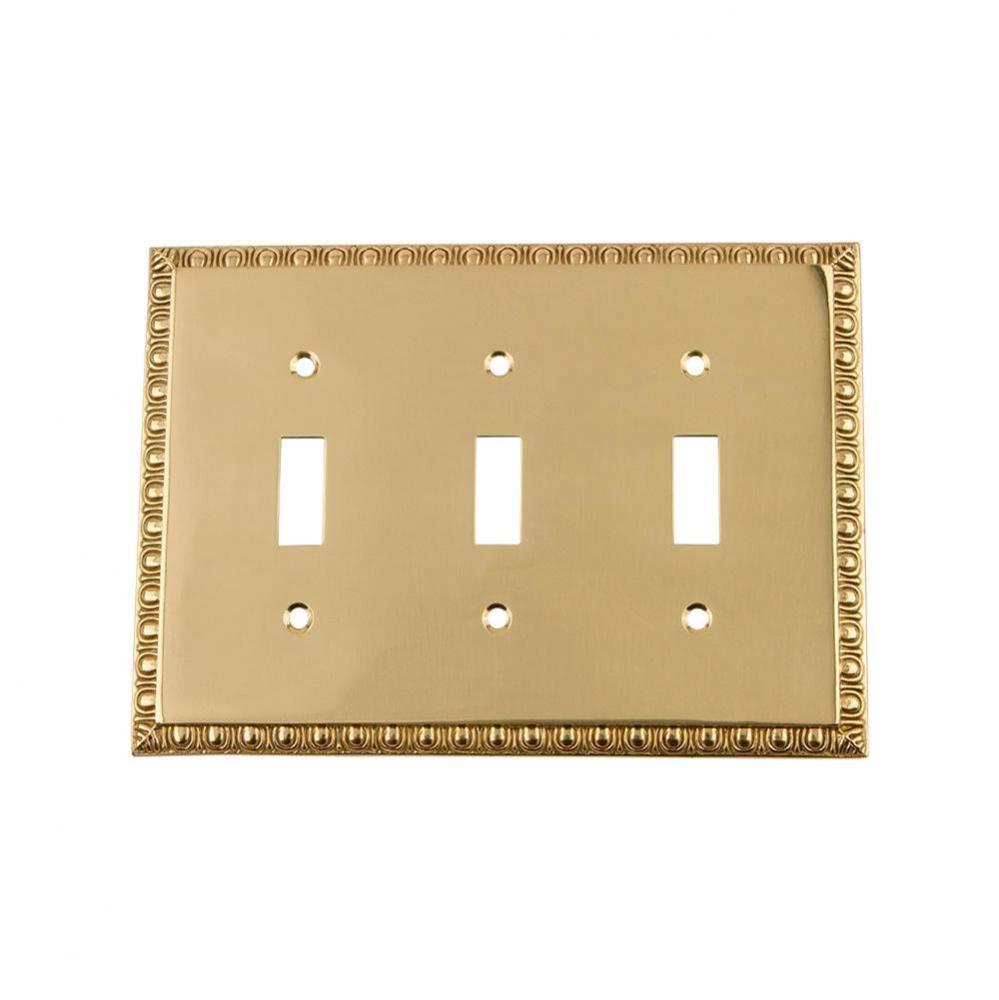 Nostalgic Warehouse Egg & Dart Switch Plate with Triple Toggle in Polished Brass