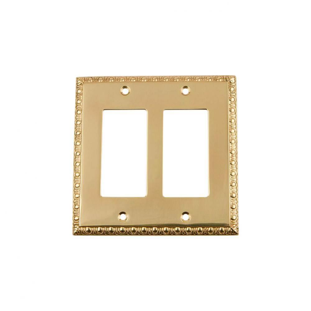 Nostalgic Warehouse Egg & Dart Switch Plate with Double Rocker in Polished Brass