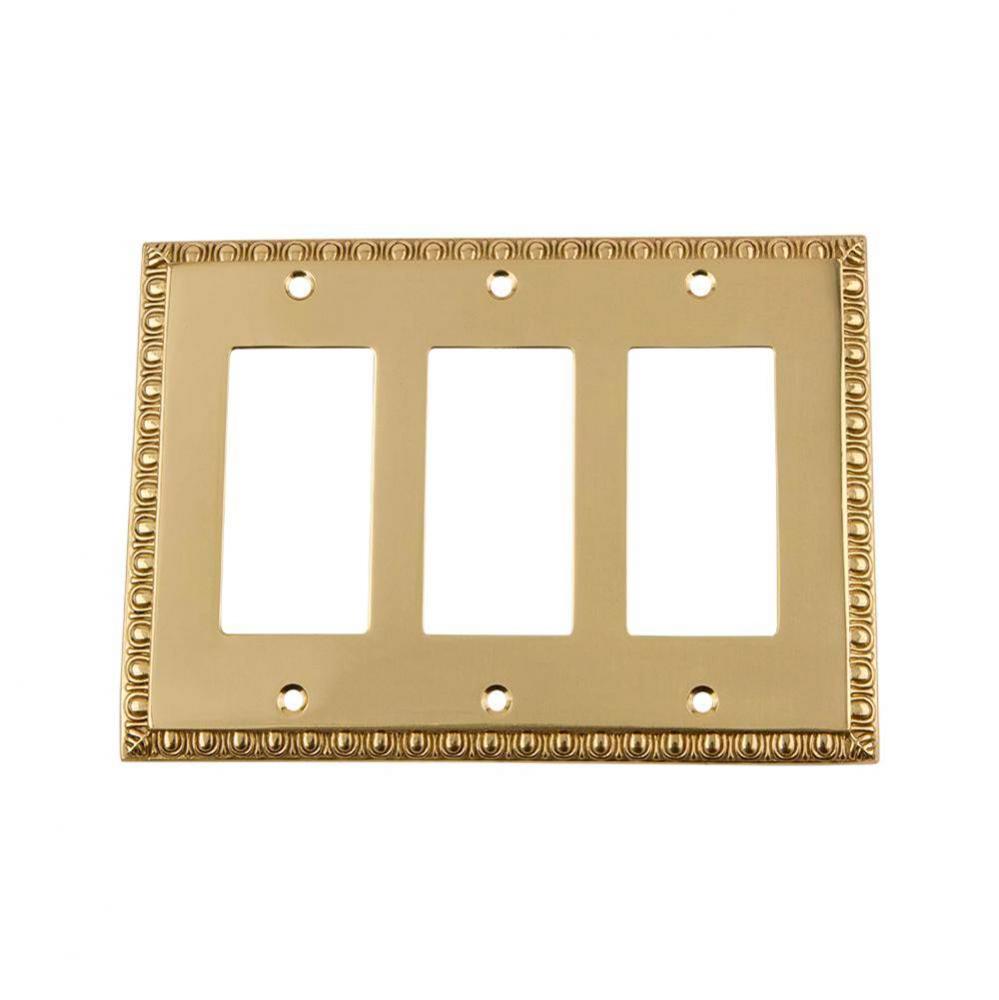 Nostalgic Warehouse Egg & Dart Switch Plate with Triple Rocker in Polished Brass