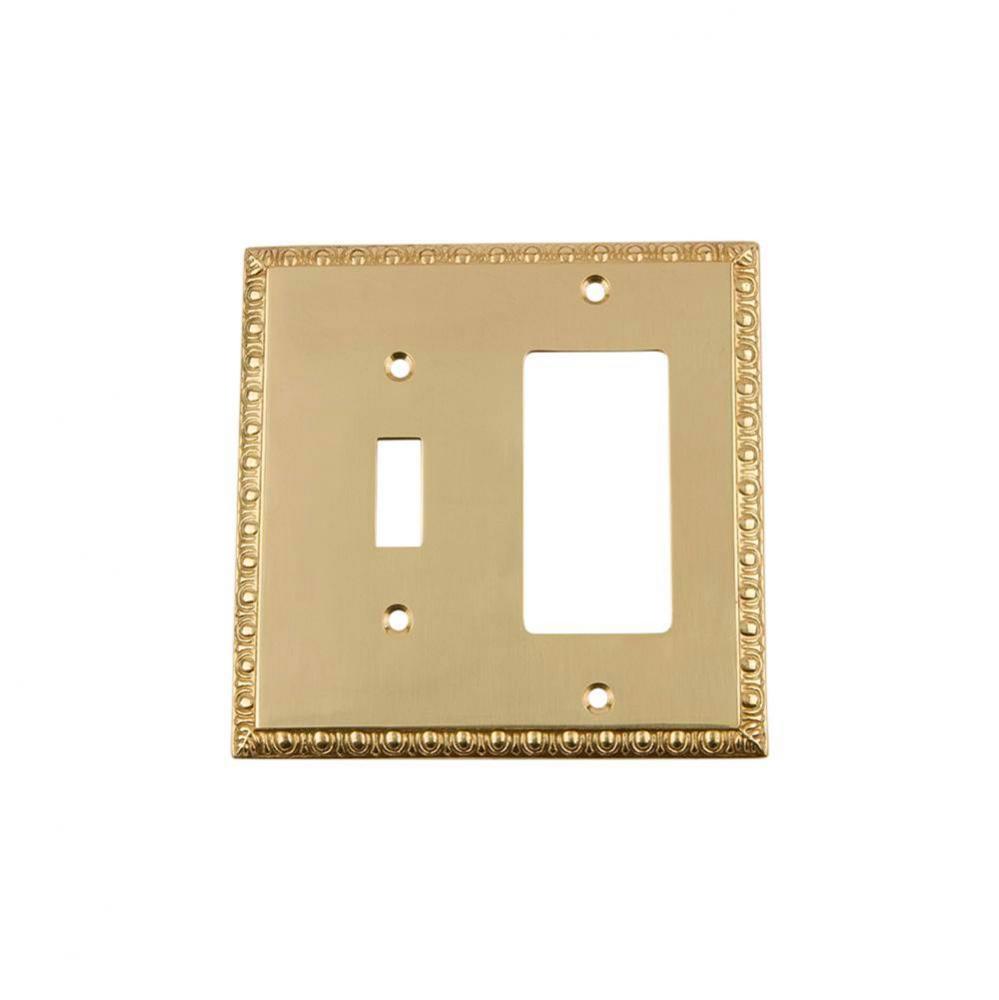 Nostalgic Warehouse Egg & Dart Switch Plate with Toggle and Rocker in Polished Brass