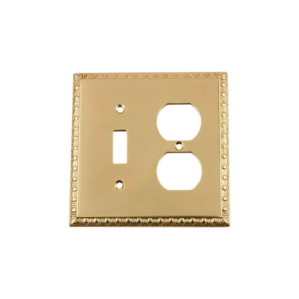 Nostalgic Warehouse Egg & Dart Switch Plate with Toggle and Outlet in Polished Brass