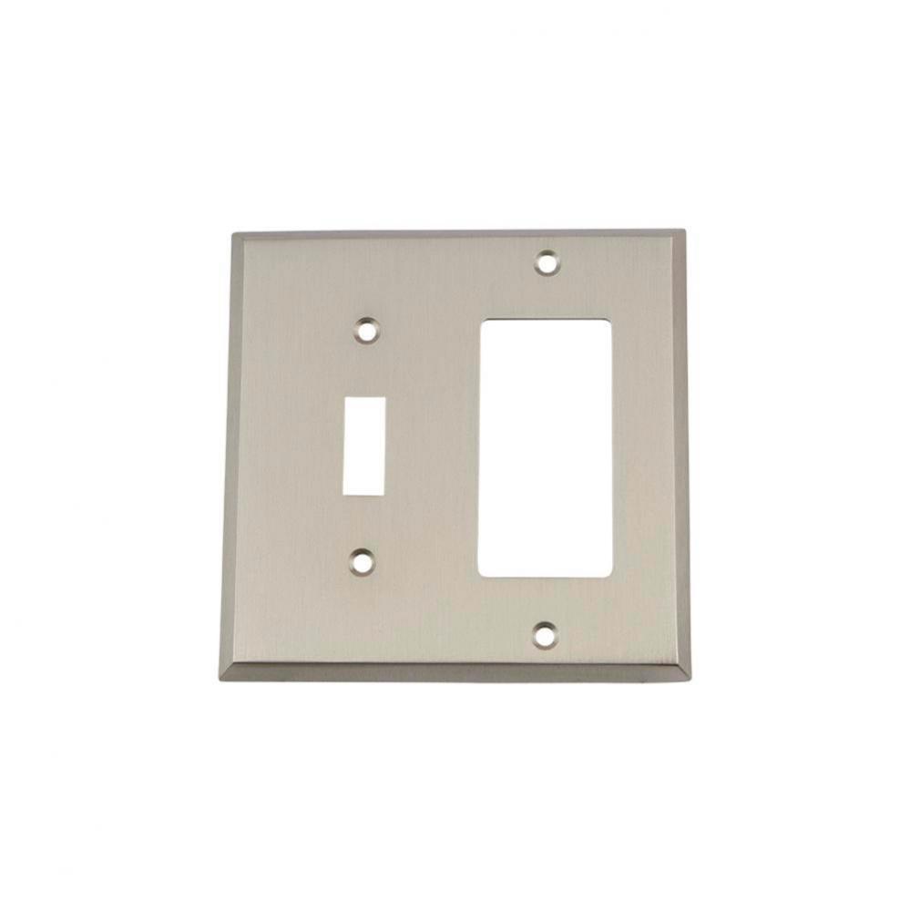 Nostalgic Warehouse New York Switch Plate with Toggle and Rocker in Satin Nickel