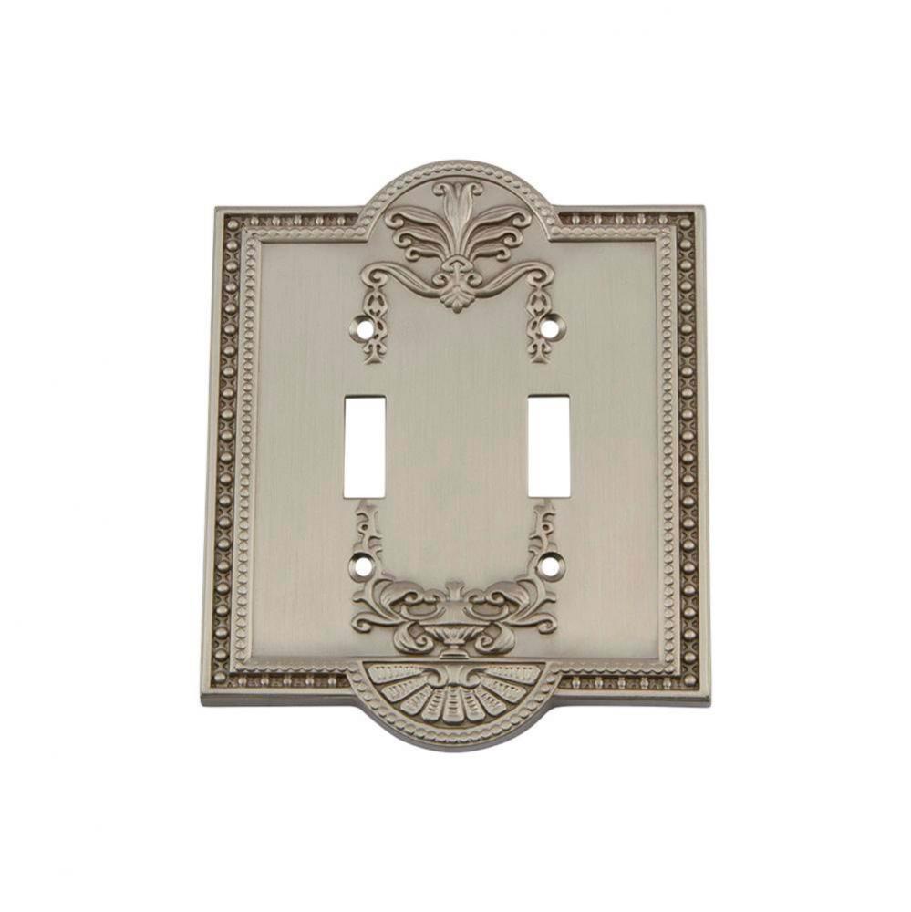 Nostalgic Warehouse Meadows Switch Plate with Double Toggle in Satin Nickel