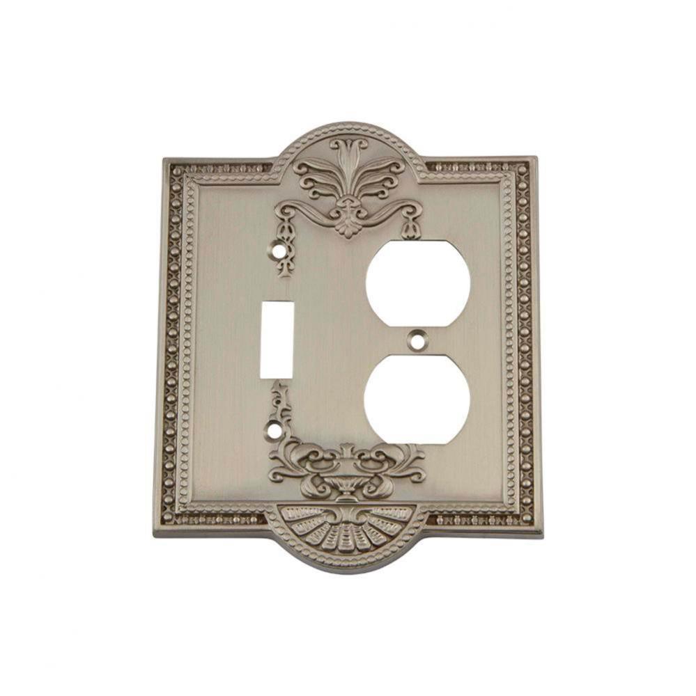 Nostalgic Warehouse Meadows Switch Plate with Toggle and Outlet in Satin Nickel