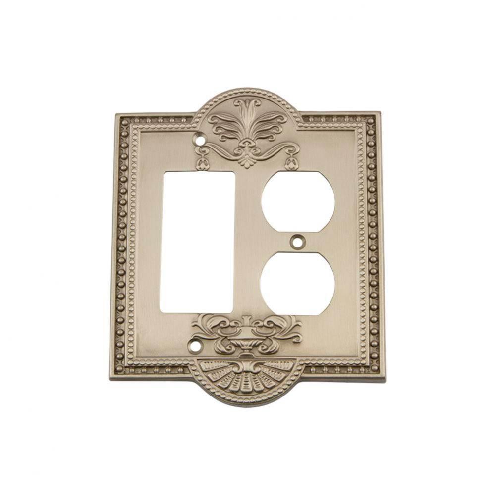 Nostalgic Warehouse Meadows Switch Plate with Rocker and Outlet in Satin Nickel