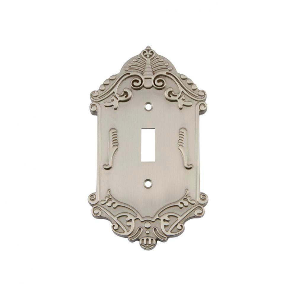 Nostalgic Warehouse Victorian Switch Plate with Single Toggle in Satin Nickel