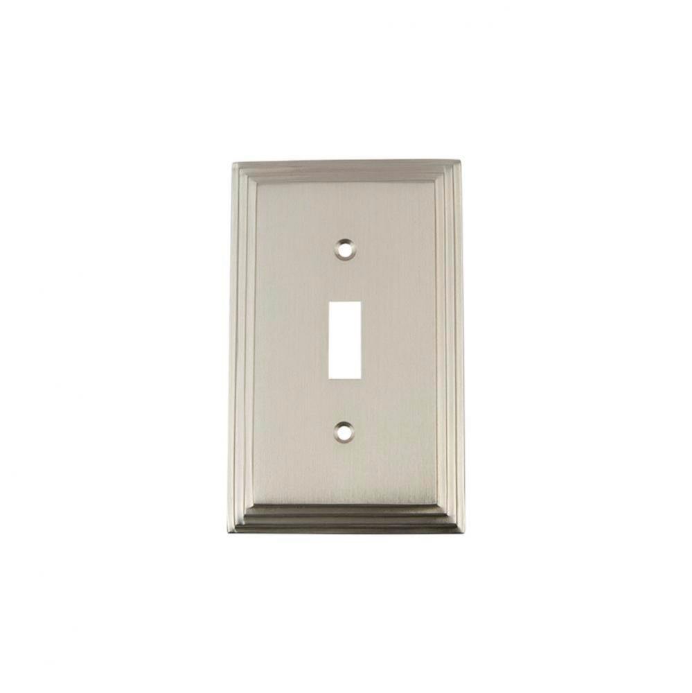 Nostalgic Warehouse Deco Switch Plate with Single Toggle in Satin Nickel