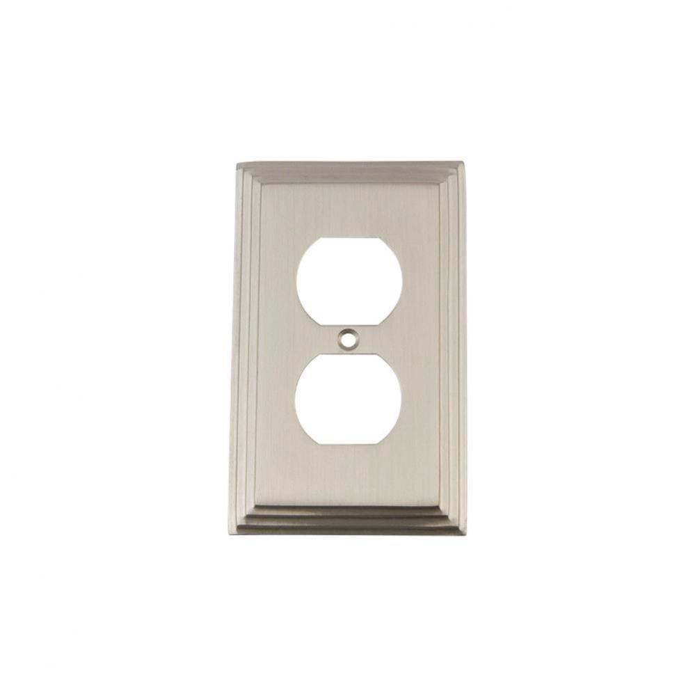 Nostalgic Warehouse Deco Switch Plate with Outlet in Satin Nickel