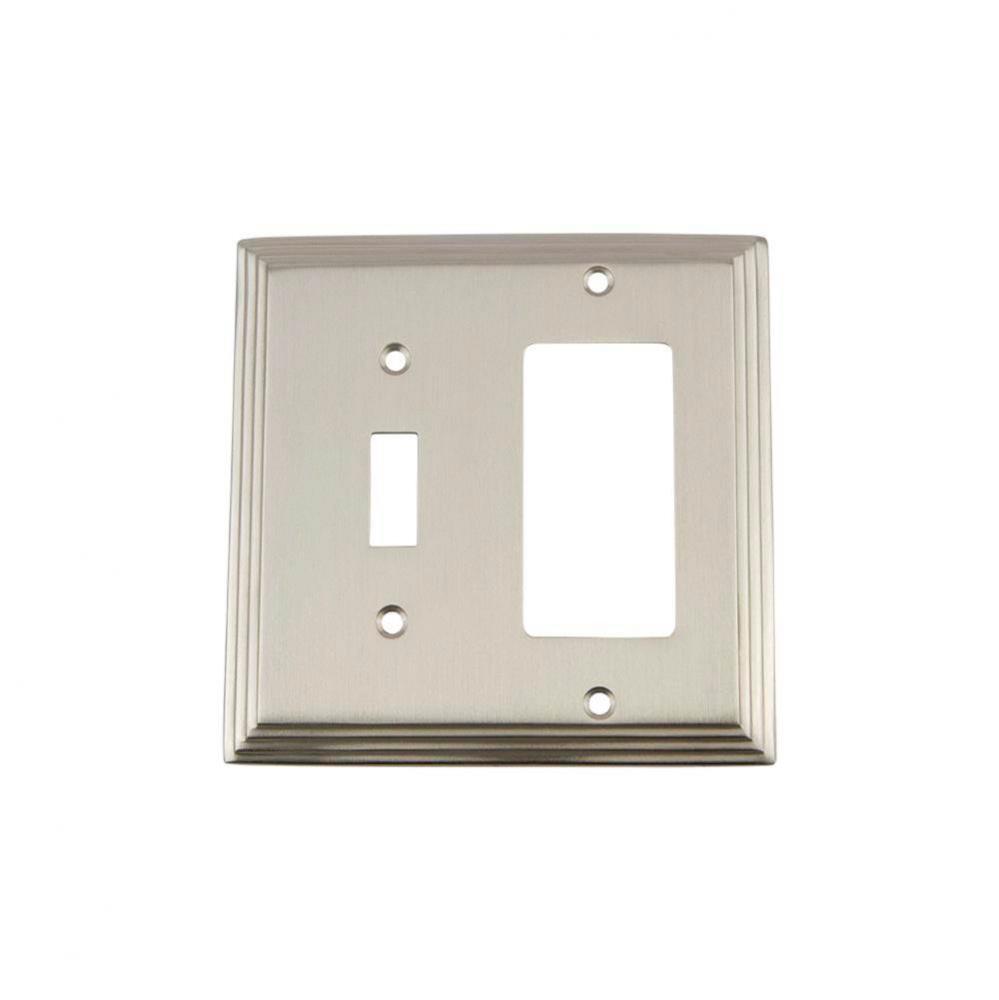Nostalgic Warehouse Deco Switch Plate with Toggle and Rocker in Satin Nickel