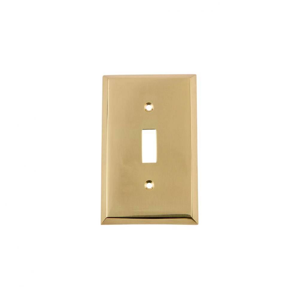 Nostalgic Warehouse New York Switch Plate with Single Toggle in Unlacquered Brass