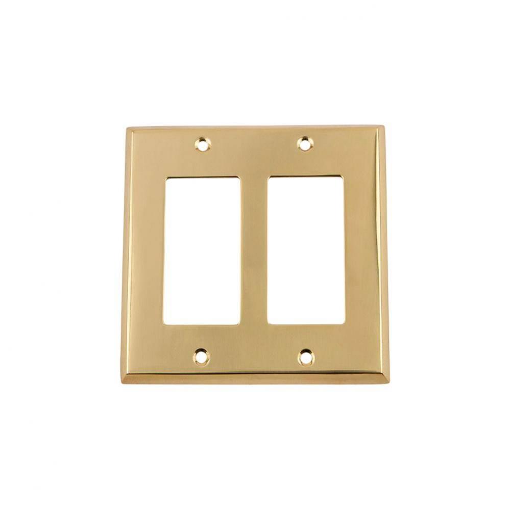 Nostalgic Warehouse New York Switch Plate with Double Rocker in Unlacquered Brass